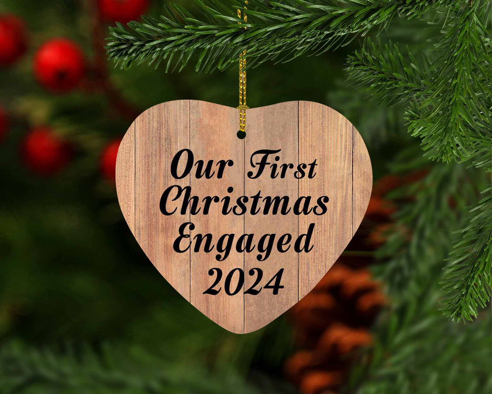 Our First Christmas Engaged 2024 - Heart Ornament C