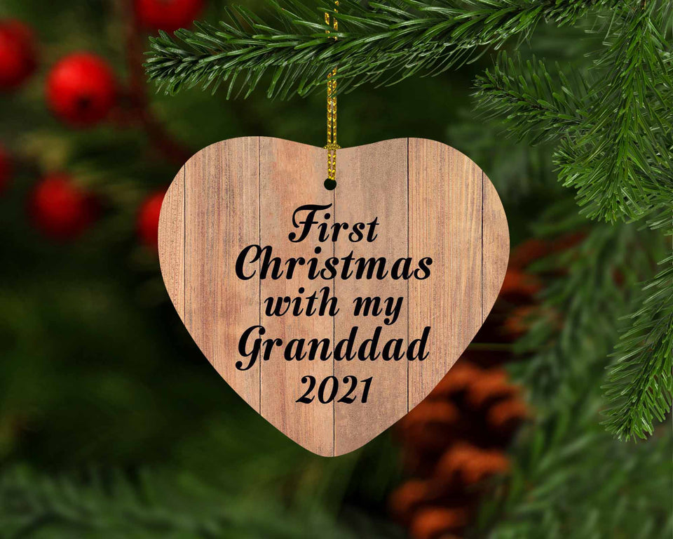 First Christmas With My Granddad 2021 - Heart Ornament C
