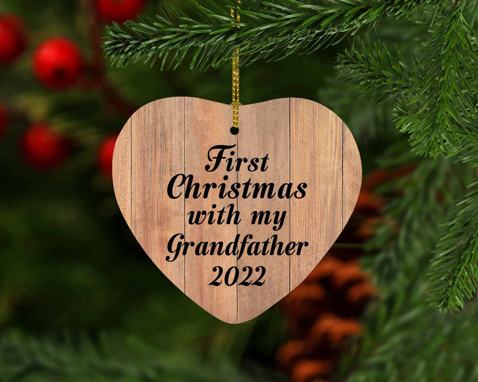 First Christmas With My Grandfather 2022 - Heart Ornament C