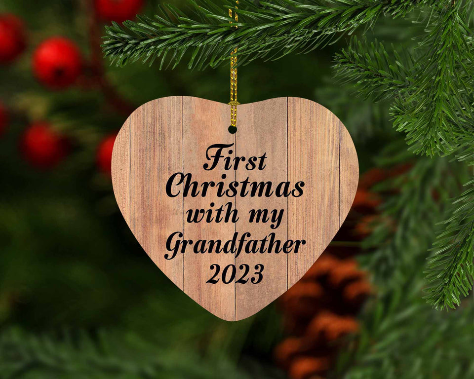 First Christmas With My Grandfather 2023 - Heart Ornament C
