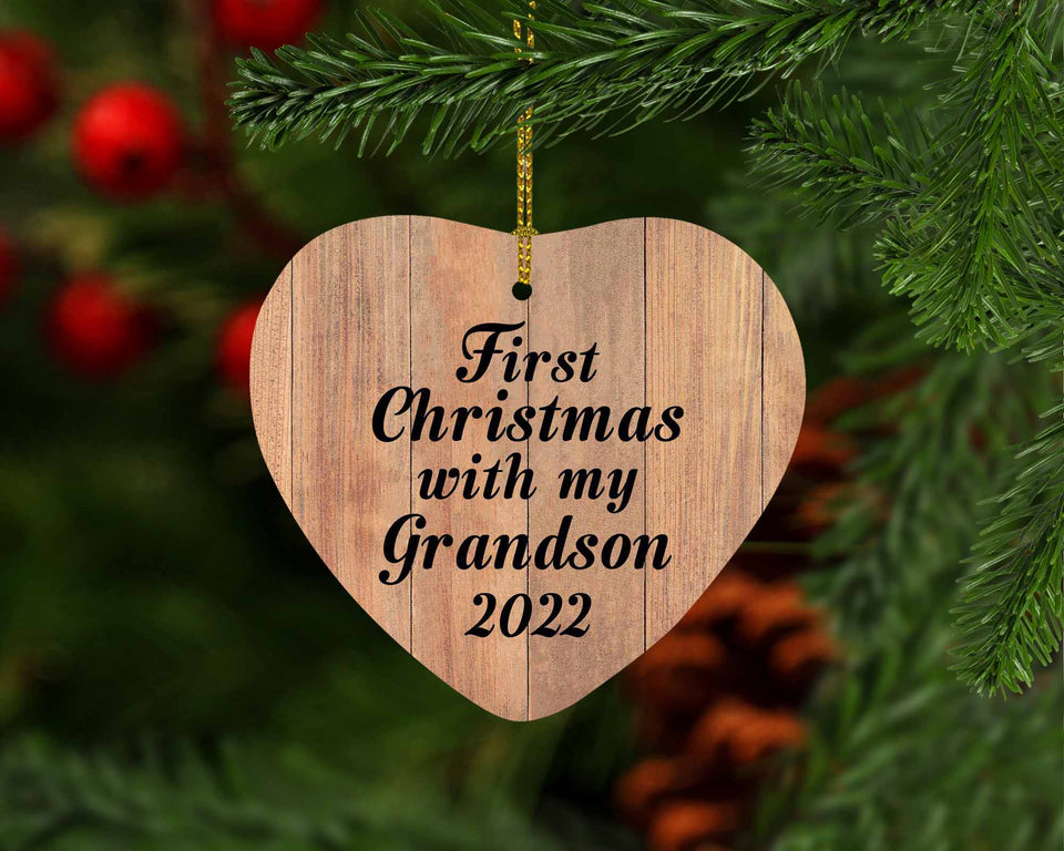First Christmas With My Grandson 2022 - Heart Ornament C