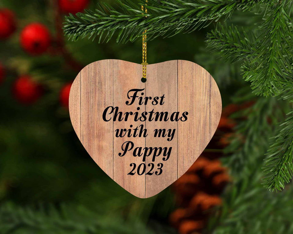 First Christmas With My Pappy 2023 - Heart Ornament C