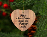 First Christmas With My Pappy 2024 - Heart Ornament C
