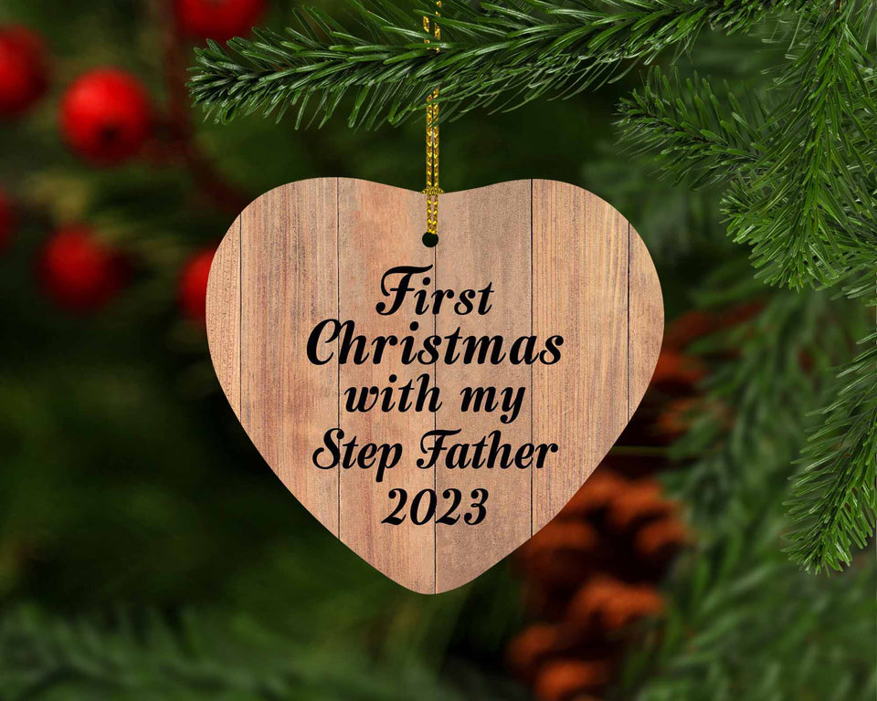 First Christmas With My Step Father 2023 - Heart Ornament C