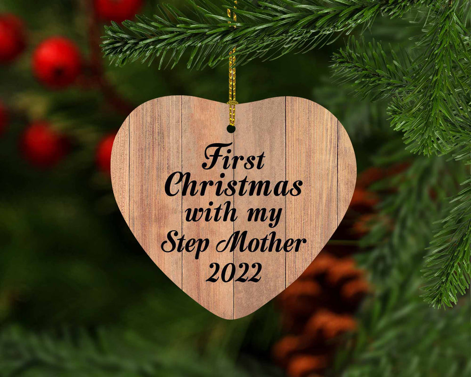 First Christmas With My Step Mother 2022 - Heart Ornament C