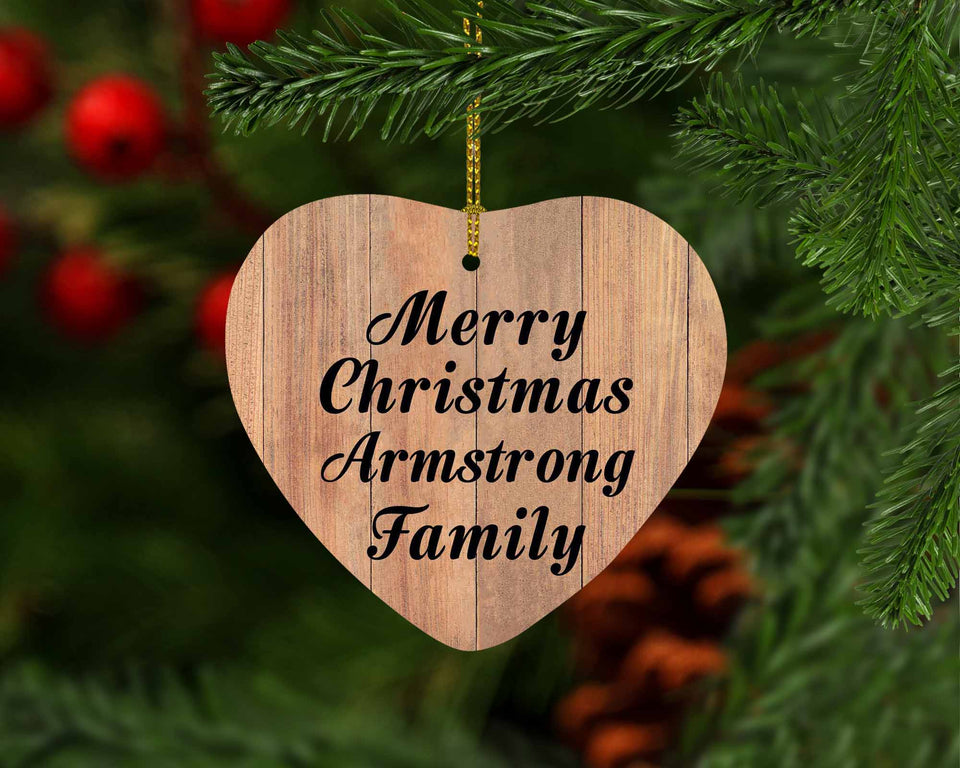 Merry Christmas Armstrong Family - Heart Ornament C