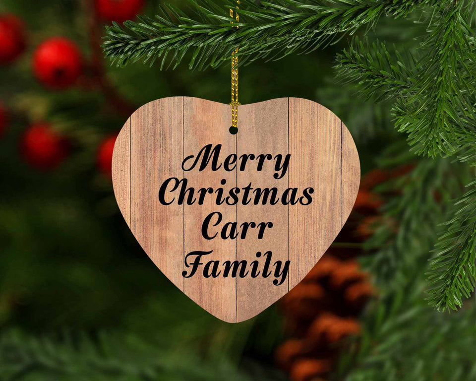 Merry Christmas Carr Family - Heart Ornament C