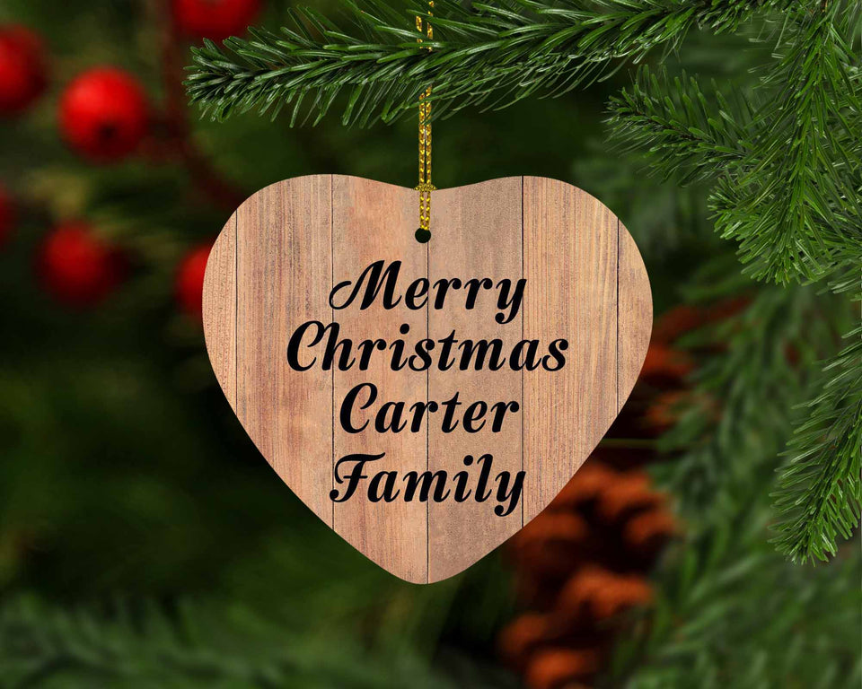 Merry Christmas Carter Family - Heart Ornament C