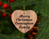 Merry Christmas Cunningham Family - Heart Ornament C