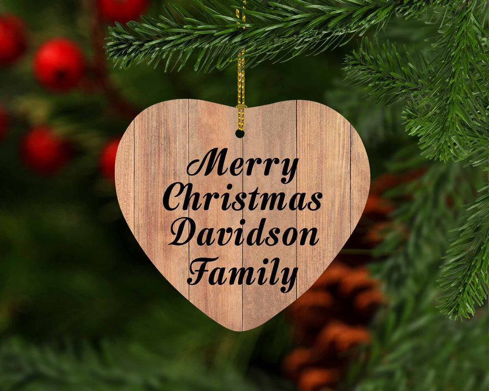 Merry Christmas Davidson Family - Heart Ornament C