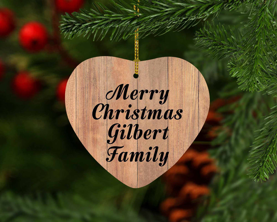 Merry Christmas Gilbert Family - Heart Ornament C