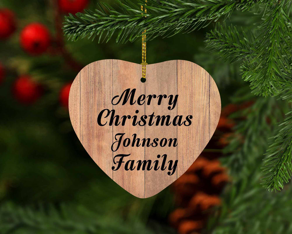 Merry Christmas Johnson Family - Heart Ornament C