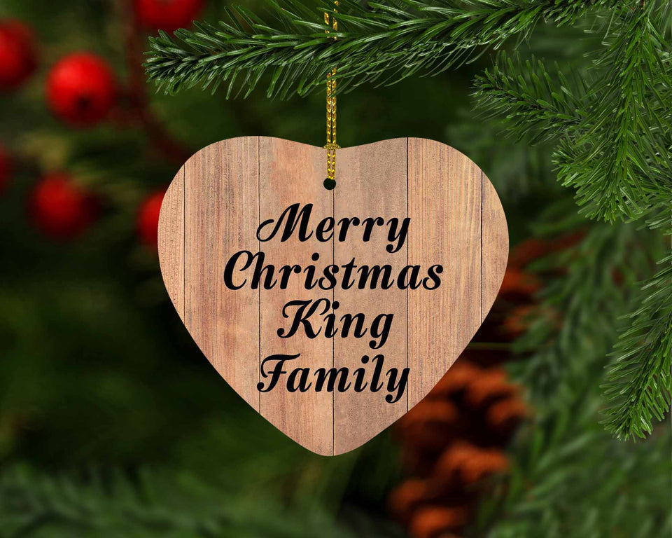 Merry Christmas King Family - Heart Ornament C