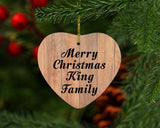 Merry Christmas King Family - Heart Ornament C