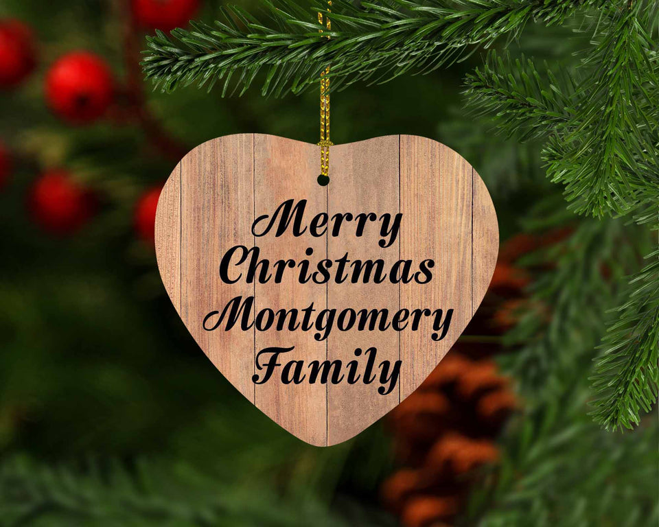 Merry Christmas Montgomery Family - Heart Ornament C