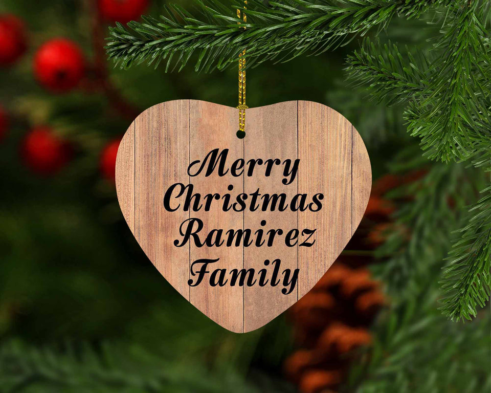 Merry Christmas Ramirez Family - Heart Ornament C