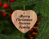 Merry Christmas Stevens Family - Heart Ornament C