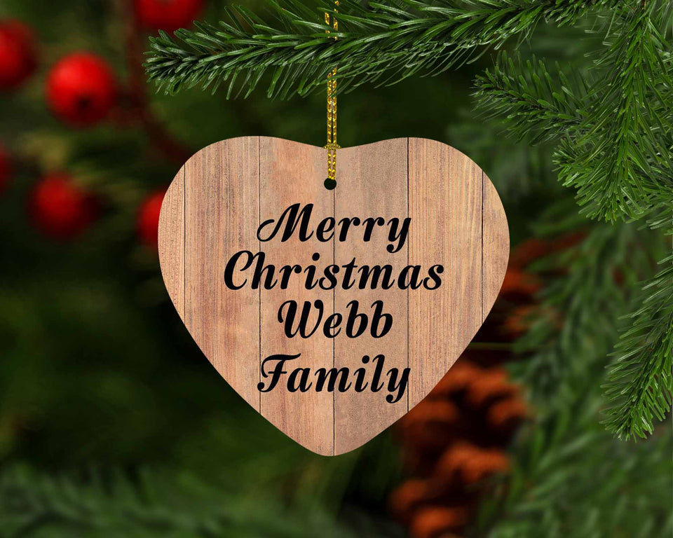 Merry Christmas Webb Family - Heart Ornament C