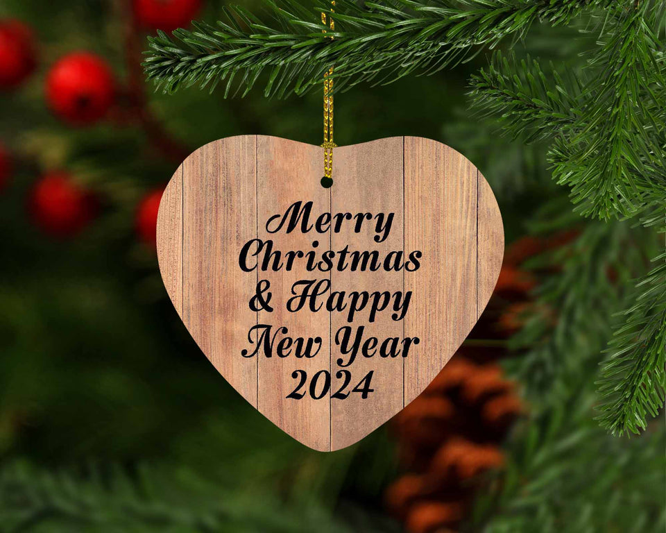 Merry Christmas & Happy New Year 2024 - Heart Ornament C