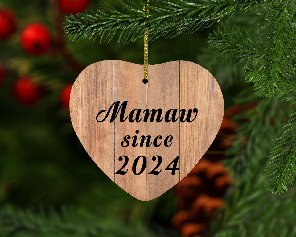 Mamaw Since 2024 - Heart Ornament C