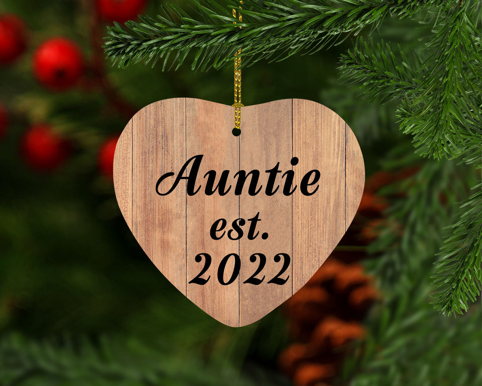 Auntie Established EST. 2022 - Heart Ornament C