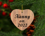 Nanny Established EST. 2022 - Heart Ornament C