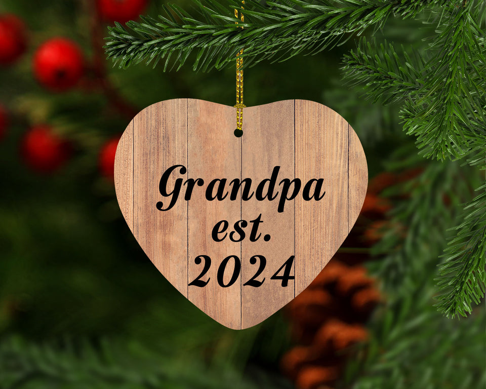 Grandpa Established EST. 2024 - Heart Ornament C