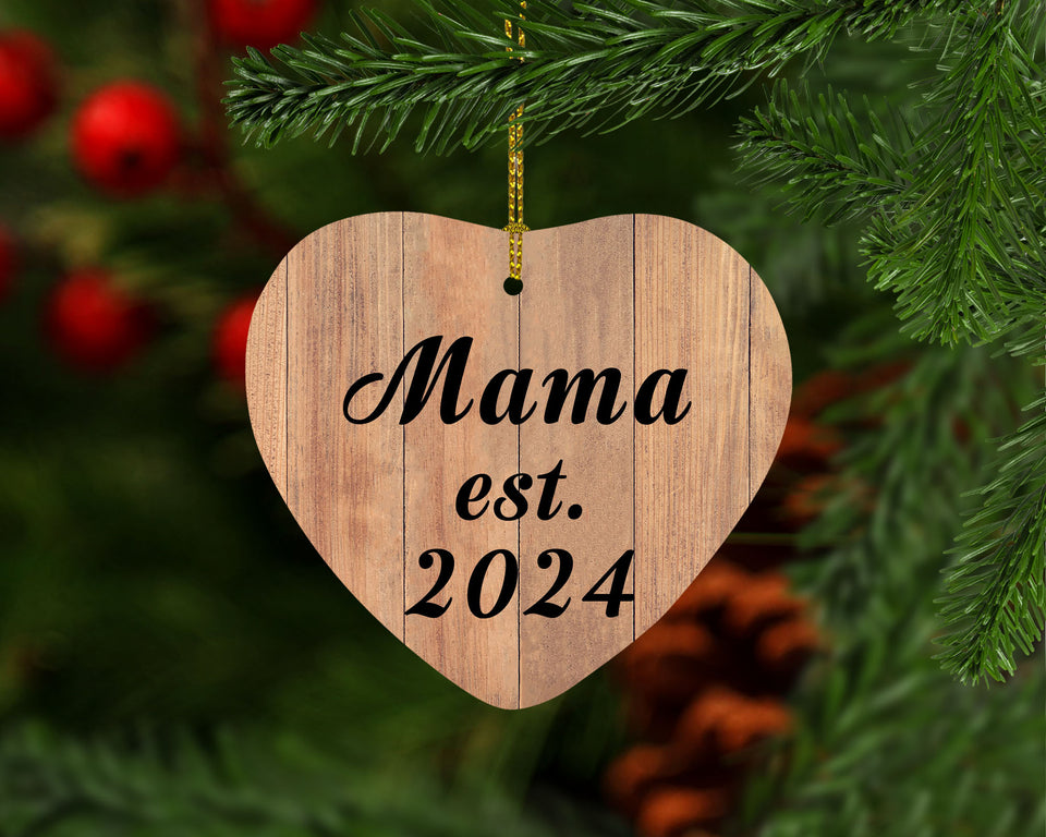 Mama Established EST. 2024 - Heart Ornament C