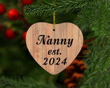 Nanny Established EST. 2024 - Heart Ornament C