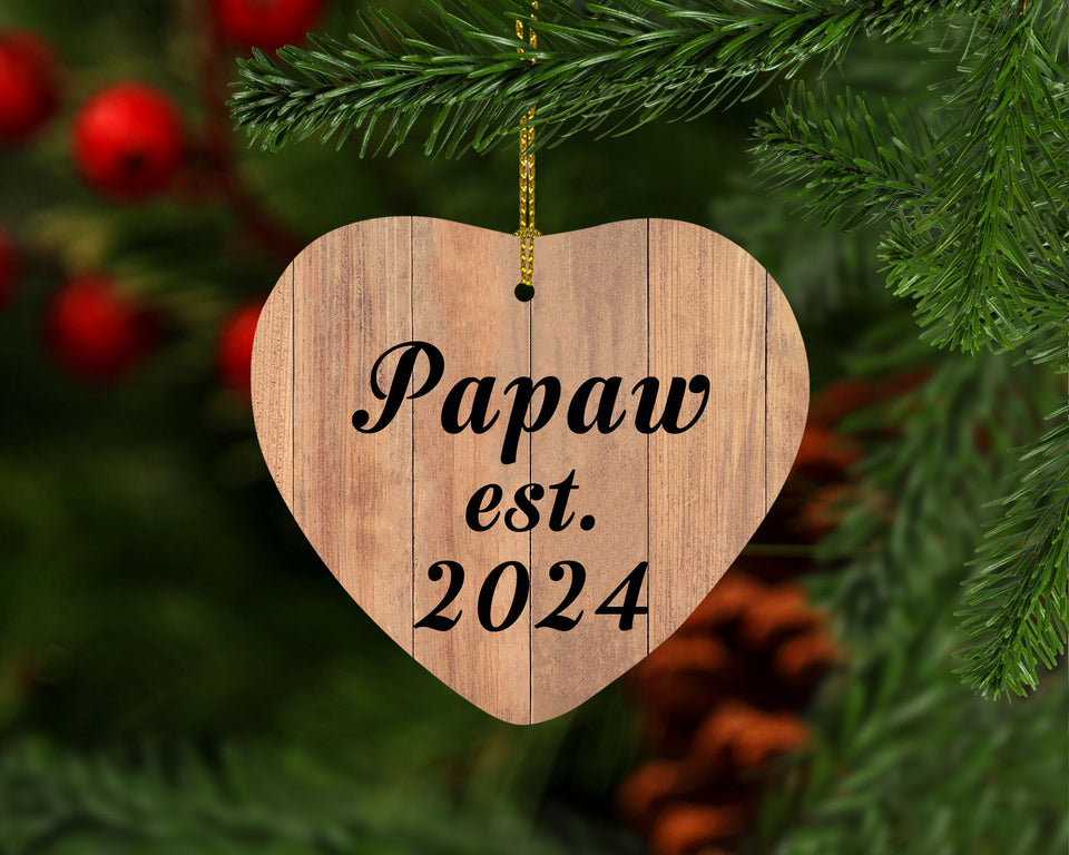 Papaw Established EST. 2024 - Heart Ornament C