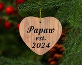 Papaw Established EST. 2024 - Heart Ornament C