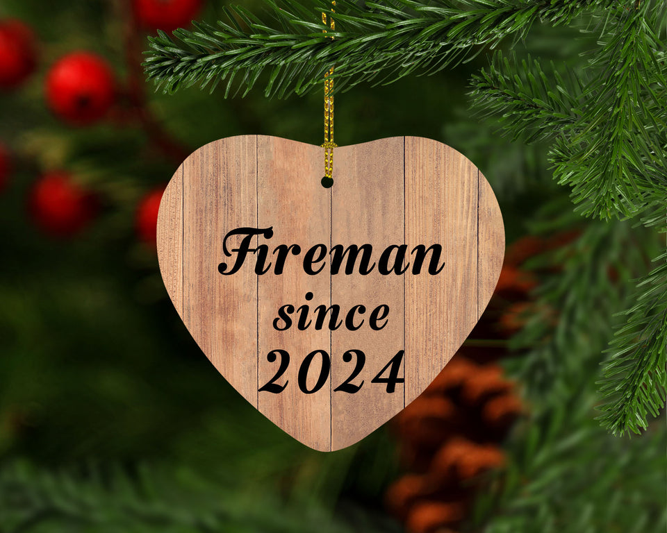 Fireman Since 2024 - Heart Ornament C
