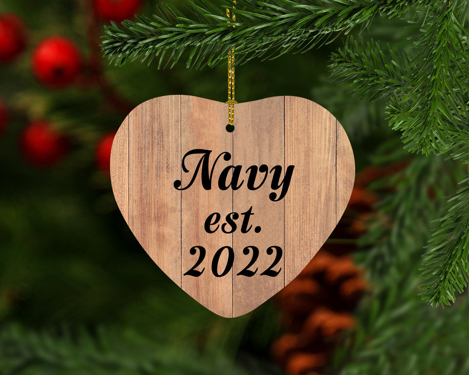Navy Established Est. 2022 - Heart Ornament C