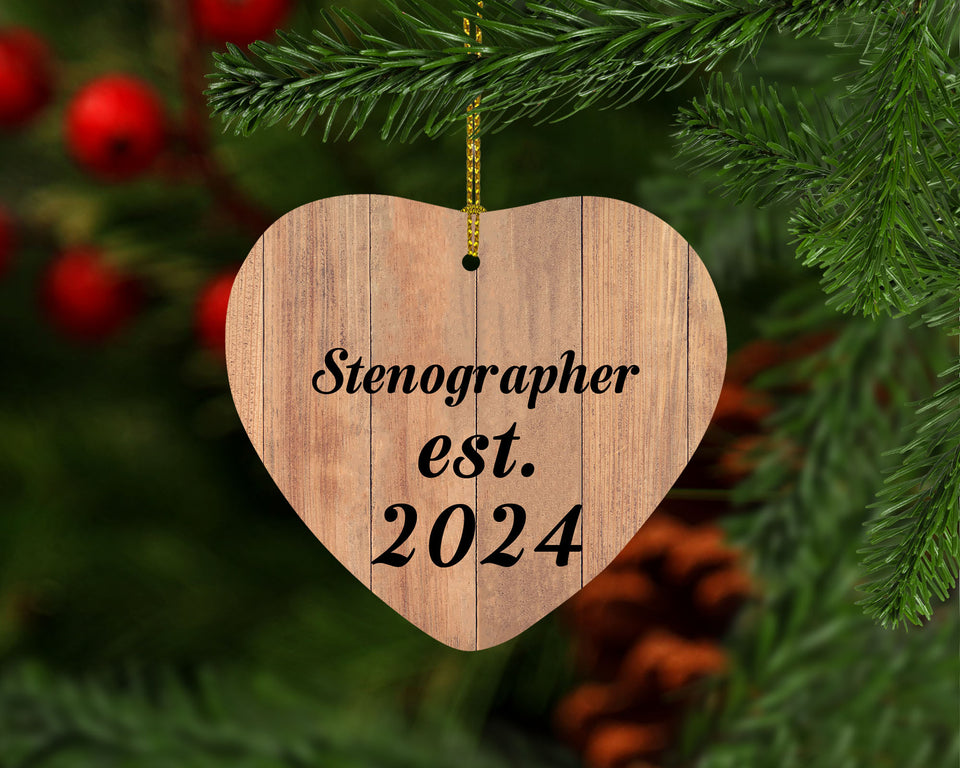 Stenographer Established Est. 2024 - Heart Ornament C