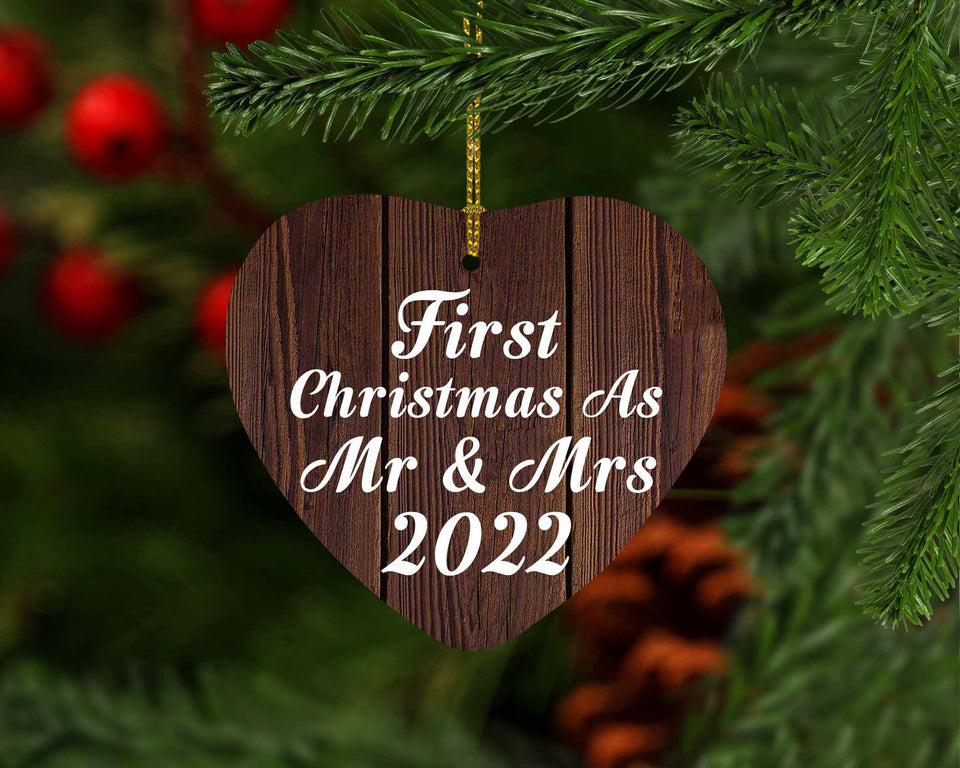 First Christmas As Mr & Mrs 2022 - Heart Ornament D