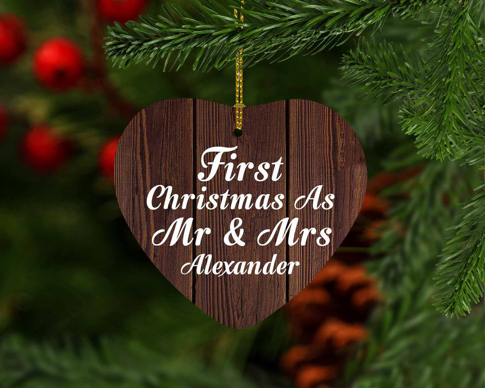 First Christmas As Mr & Mrs Alexander - Heart Ornament D