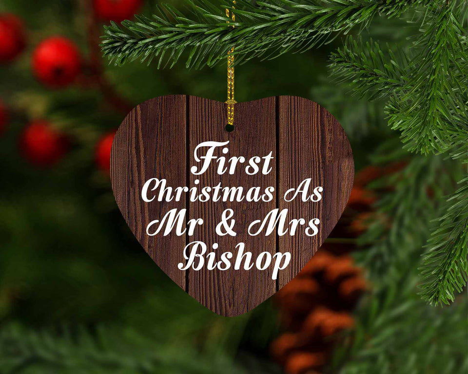 First Christmas As Mr & Mrs Bishop - Heart Ornament D