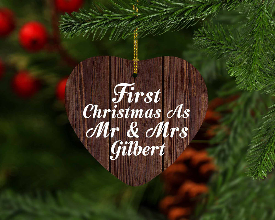 First Christmas As Mr & Mrs Gilbert - Heart Ornament D