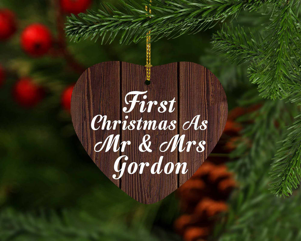 First Christmas As Mr & Mrs Gordon - Heart Ornament D
