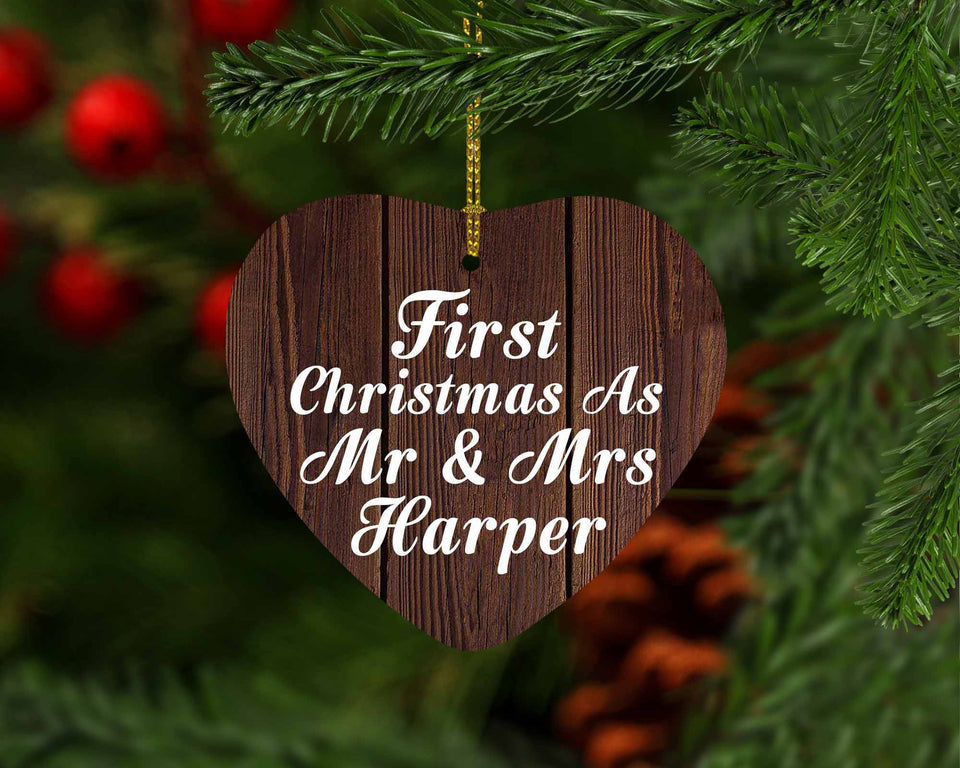 First Christmas As Mr & Mrs Harper - Heart Ornament D