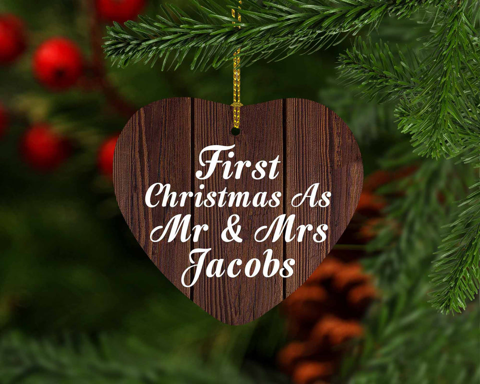 First Christmas As Mr & Mrs Jacobs - Heart Ornament D