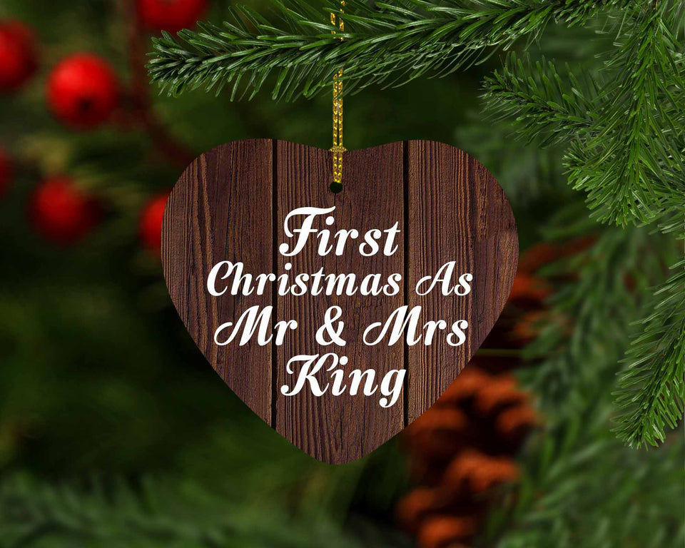 First Christmas As Mr & Mrs King - Heart Ornament D