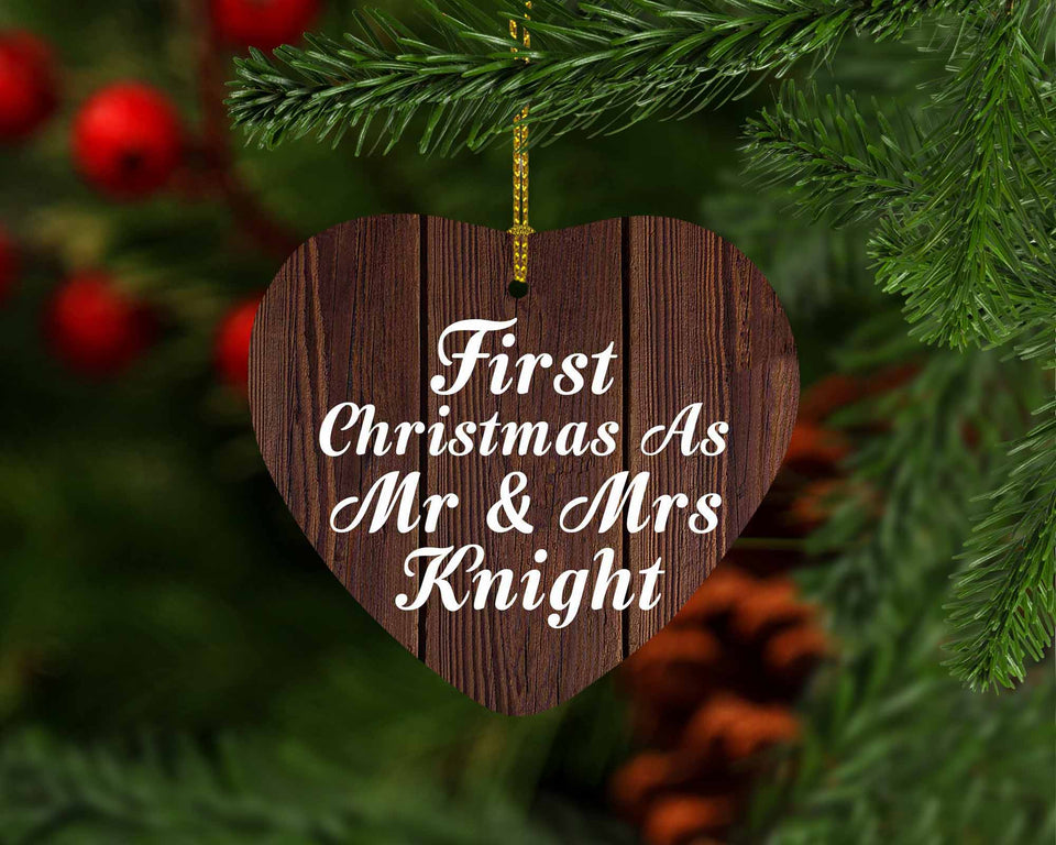 First Christmas As Mr & Mrs Knight - Heart Ornament D