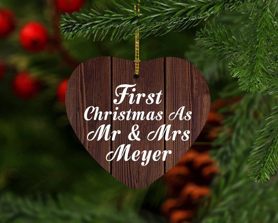 First Christmas As Mr & Mrs Meyer - Heart Ornament D