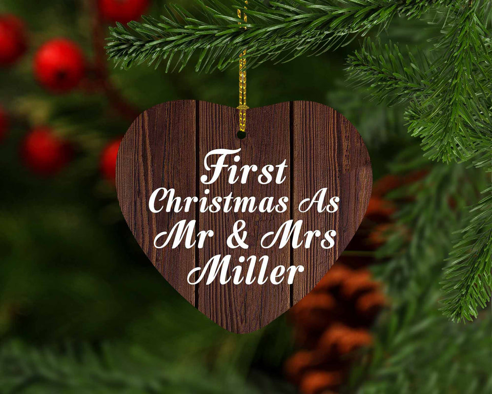 First Christmas As Mr & Mrs Miller - Heart Ornament D