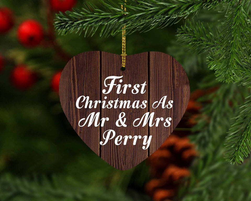 First Christmas As Mr & Mrs Perry - Heart Ornament D
