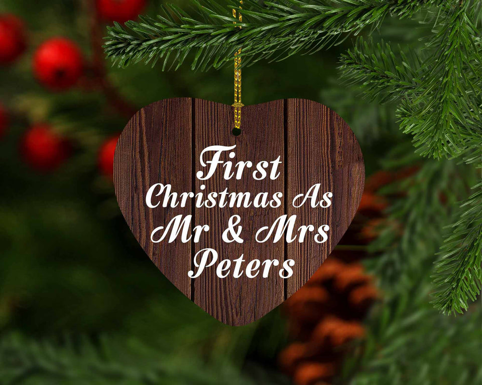 First Christmas As Mr & Mrs Peters - Heart Ornament D
