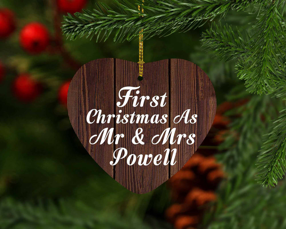 First Christmas As Mr & Mrs Powell - Heart Ornament D