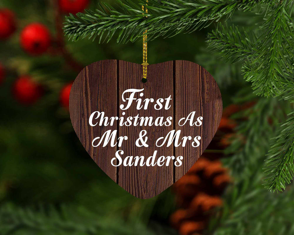 First Christmas As Mr & Mrs Sanders - Heart Ornament D
