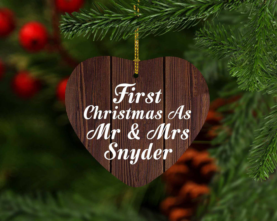 First Christmas As Mr & Mrs Snyder - Heart Ornament D